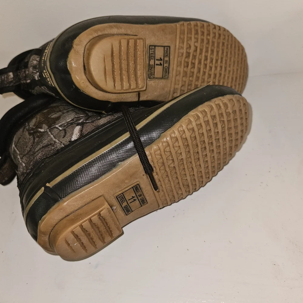 Game Winner Boys Hunting Boots Black Brown Camo Thrm Lace Up Youth 11